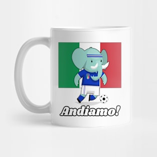⚽ Italy Football, Cute Elephant Kicks Ball, Andiamo! Team Spirit Mug